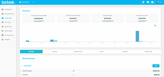 Animated gif showing how easy it is to manage home office expenses in TaxTank