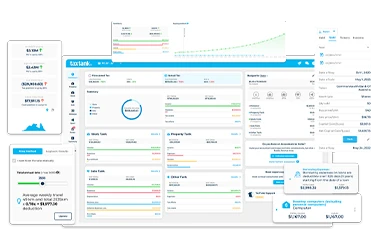 Tax app and personal finance software showing all features from the dashboard