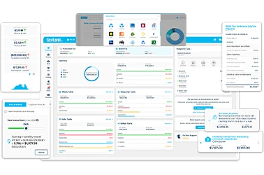 Income tax software with features showing on dashboard