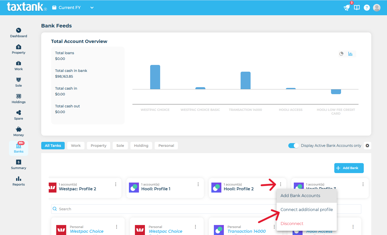 Multiple IDs and Profiles now available in TaxTank so you can connect all your banks in 1 TaxTank account.