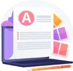 Illustration of computer with paperwork coming out of it