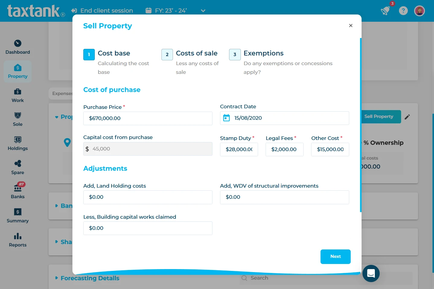 Reduce capital gains tax using TaxTank's simple CGT calculator to make sure you add in all capital costs and use the appropriate discounts.