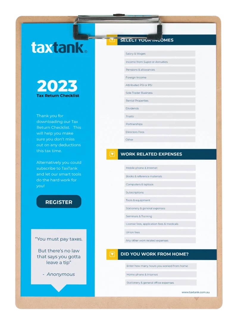 Tax Return Checklist on clipboard