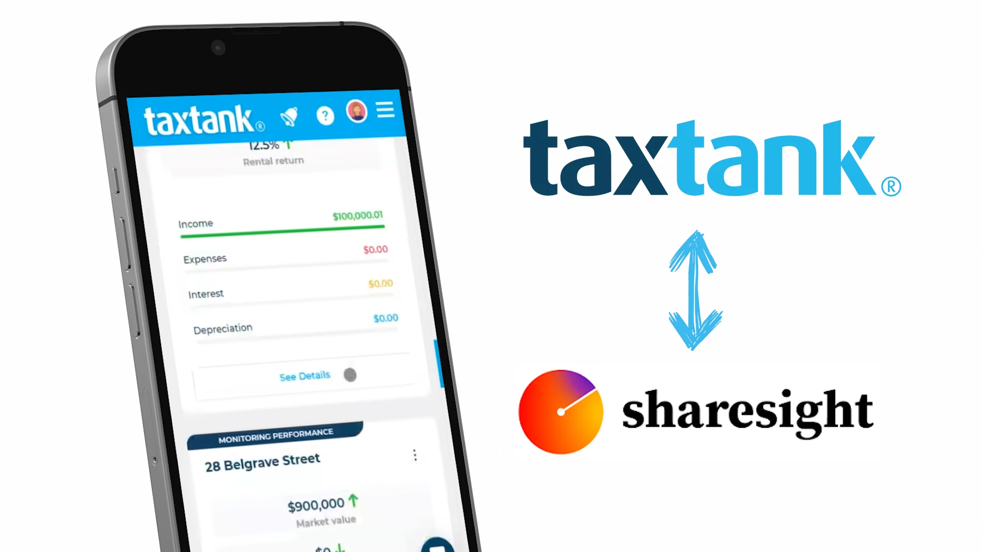 Image that shows the TaxTank and Sharesight Integration partnership