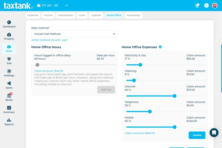 Screenshot of TaxTank's Work From Home Tax Calculator