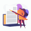 Illustration of lady with word document for work