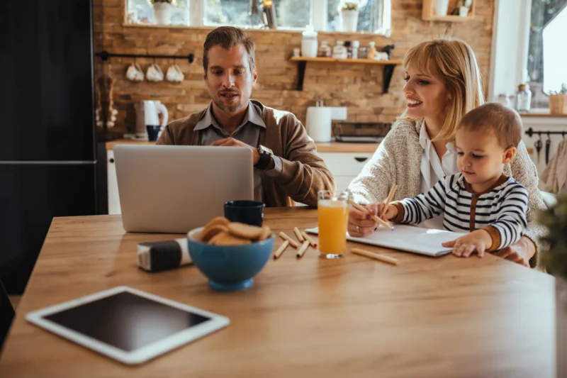 Family working from home and might benefit from income protection