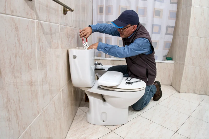 Man fixing toilet for smarter property management